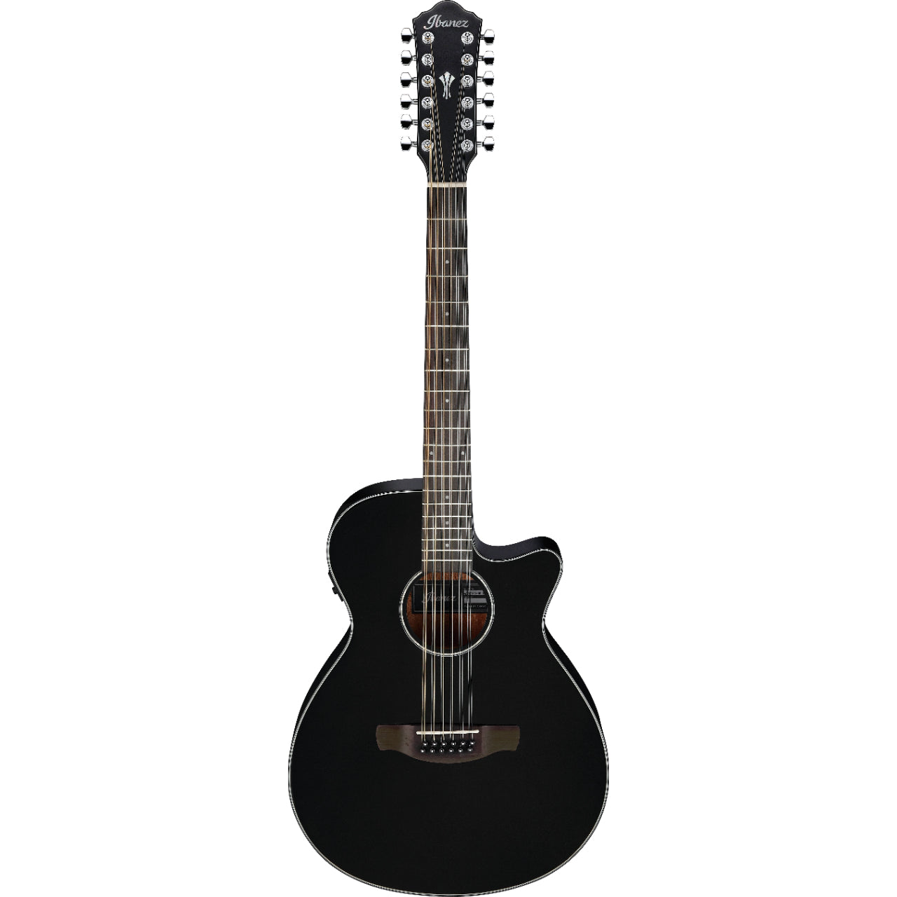 Ibanez AEG5012BK - AEG Body 12-String Acoustic Guitar - Black - Rich Tone, Comfortable Playability, Stage-Ready Design