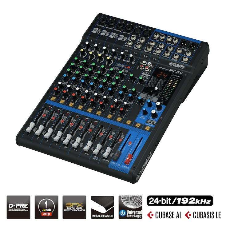 Yamaha MG12XU 12-channel Mixer with USB and Effects - Professional Audio Mixing, Built-In Effects, USB Connectivity