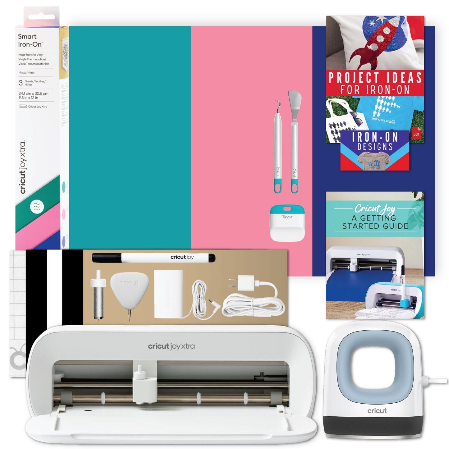 Cricut Joy Xtra and EasyPress Mini Bundle with Iron-on Vinyl Sample Pack - Compact Crafting Solution, Easy Heat Transfer, Versatile Vinyl Options